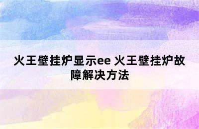 火王壁挂炉显示ee 火王壁挂炉故障解决方法